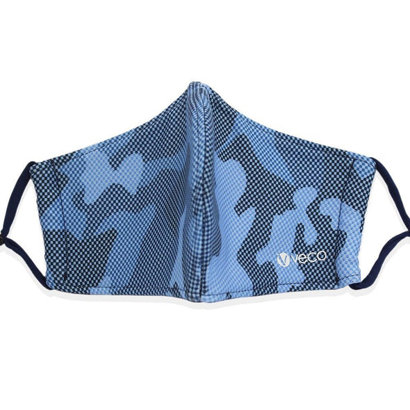 KIDS Washable Face Mask <br>3 layer Antimicrobial cloth fabric <br>Blue Camouflage