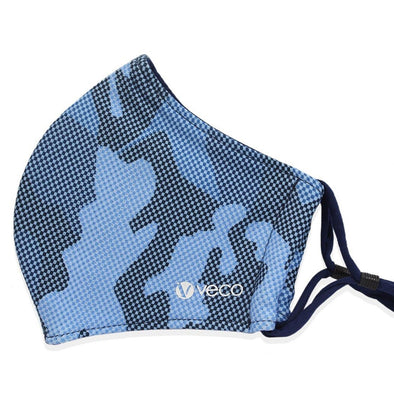 ADULT Washable Face Mask <br>3 layer Antimicrobial cloth fabric <br>Blue Camouflage