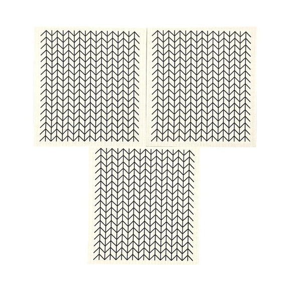 Set of 3 Biodegradable Swedish Dish Cloth with geometric pattern