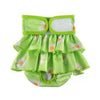 Furzone Small Green Reusable Washable Female skirt Dog Diaper with Daisy pattern for 30 to 45cm waistine