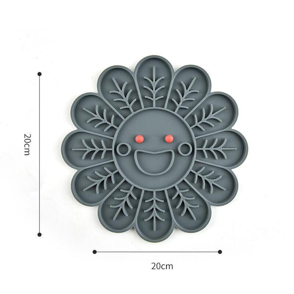 Measurements of Furzone Silicone 2 In 1 Grey flower Slow Feeder & Lick Bowl