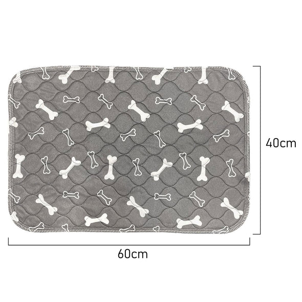 Measurements of Furzone Grey small Reusable Dog/Puppy Training Pee Pads with white bone patterns