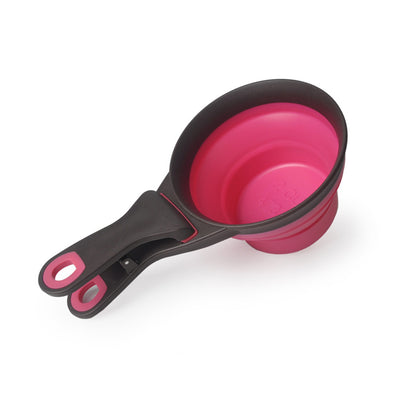 Furzone Pink Collapsible Dog/Cat Food Scoop Measuring Cup & Bag Clip - 1 Cup 237ml