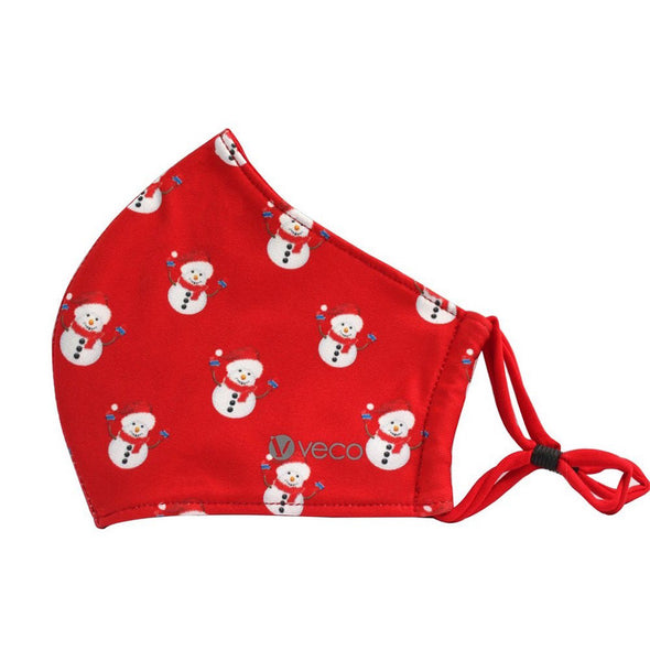 KIDS Washable Face Masks <br>3 layer Antimicrobial cloth fabric <br>Red Snowman