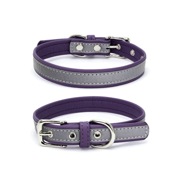 Furzone Extra Large Purple Reflective Vegan Leather Pet Collar