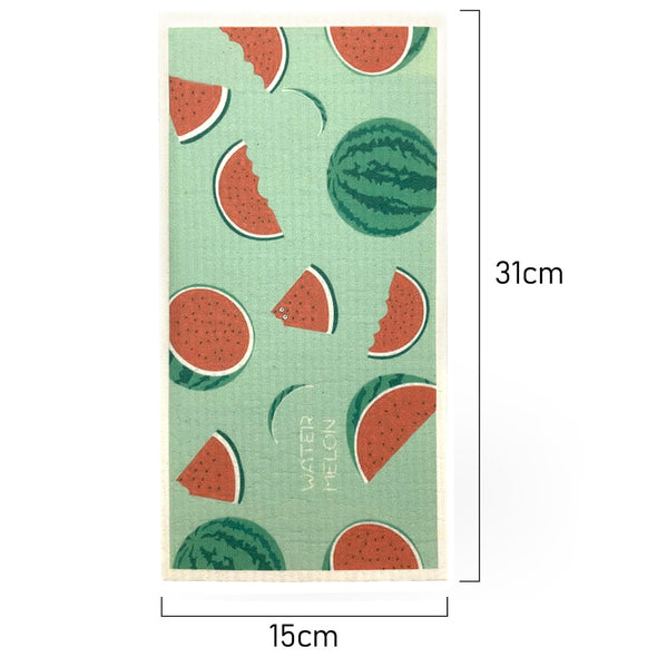 Measuremnts of Extra large Biodegradable Swedish Dish Cloth with Watermelon pattern